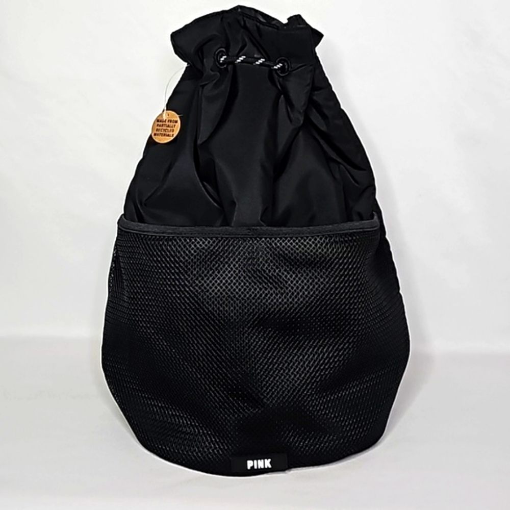 💰NWOT! PINK VICTORIA'S SECRET ▪︎ BLACK DRAWSTRING BAG